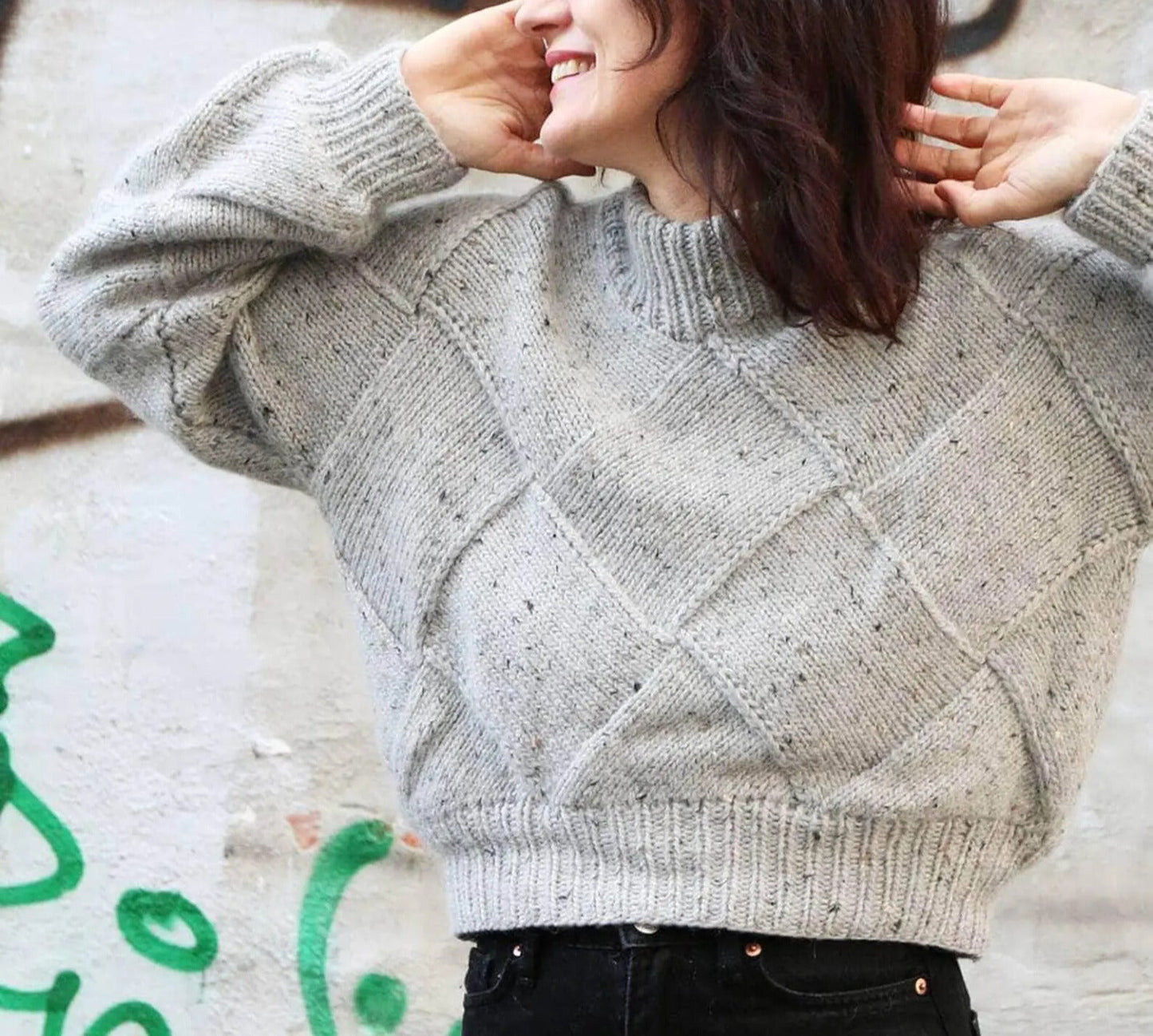 Entrelac Basketweave Sweater Knitting Pattern
