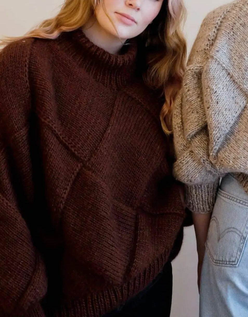 Entrelac Basketweave Sweater Knitting Pattern
