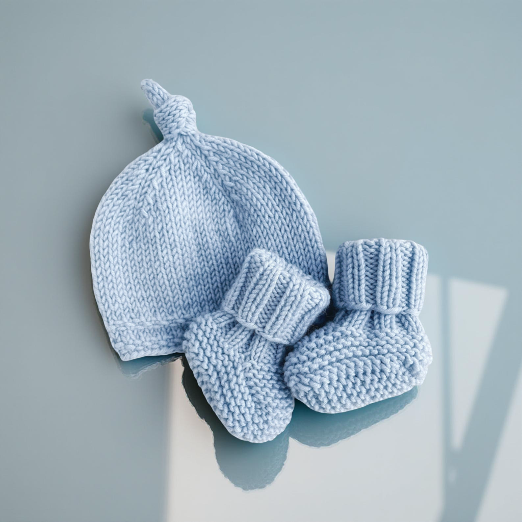 Top Knot Baby Beanie Knitting Pattern