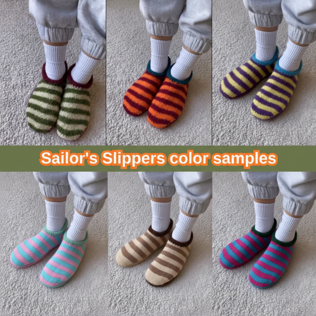 Sailor Slippers Knitting Pattern