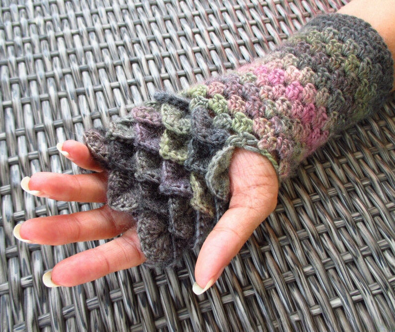 Dragon Tears Fingerless Gloves Crochet Pattern