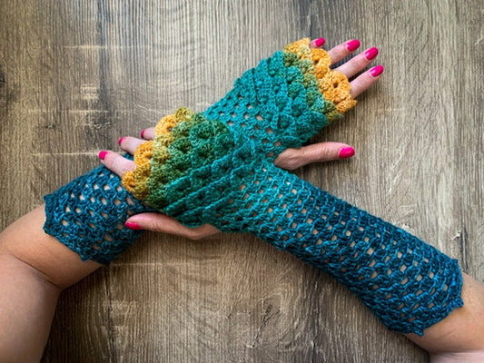 Dragon Tears Fingerless Gloves Crochet Pattern