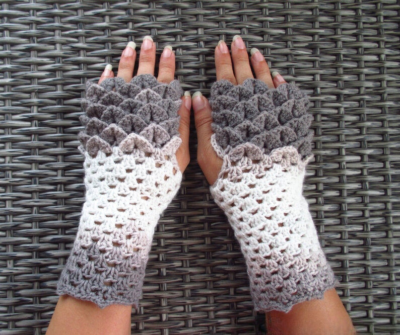 Dragon Tears Fingerless Gloves Crochet Pattern