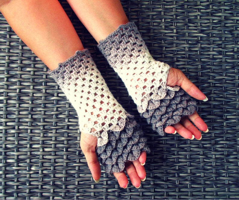 Dragon Tears Fingerless Gloves Crochet Pattern