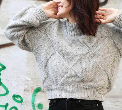 Entrelac Basketweave Sweater Knitting Pattern