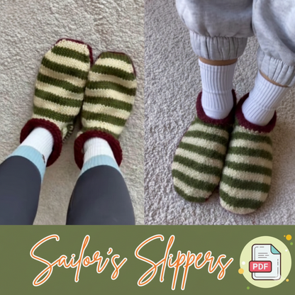 Sailor Slippers Knitting Pattern