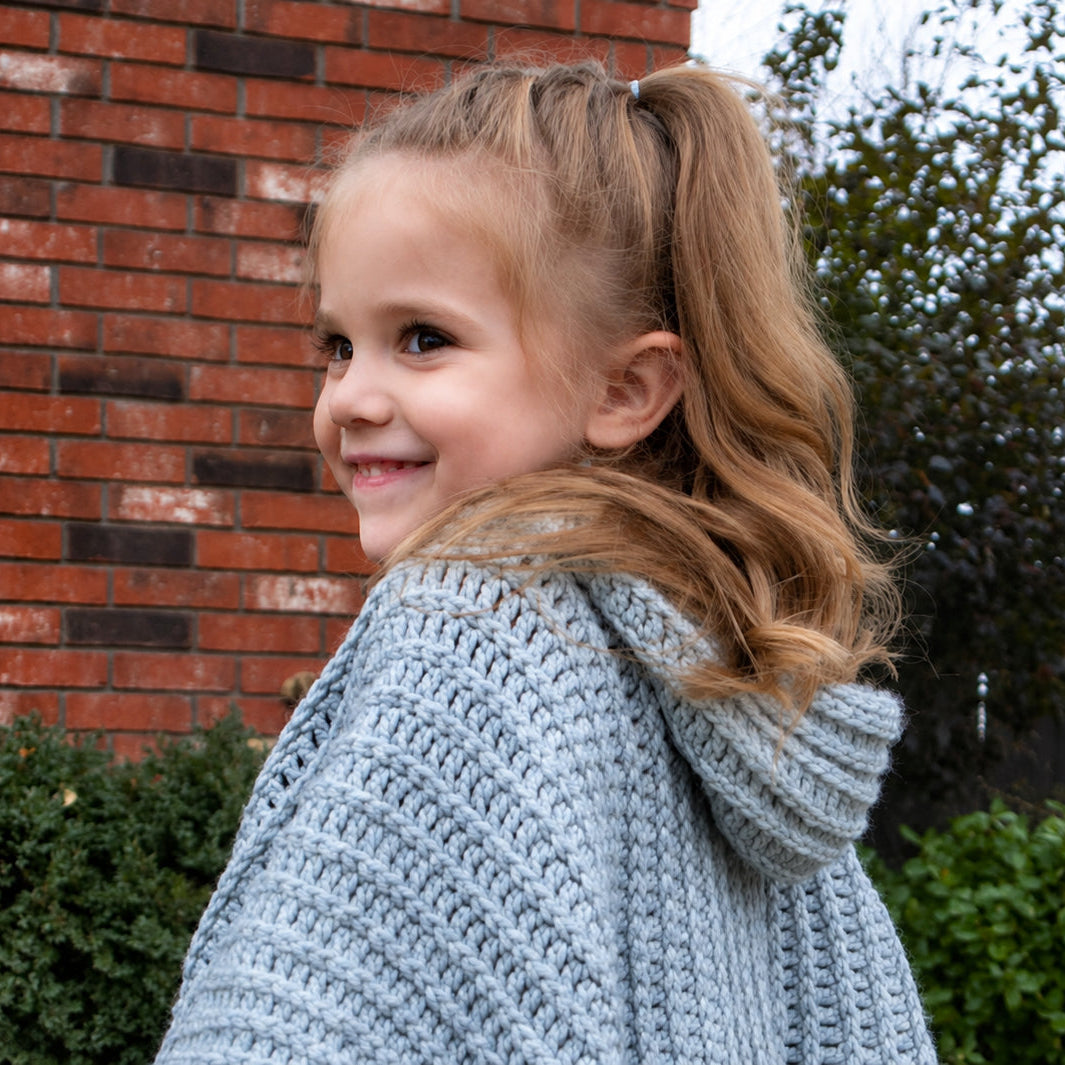 Kids Hooded Fringe Poncho Crochet Pattern