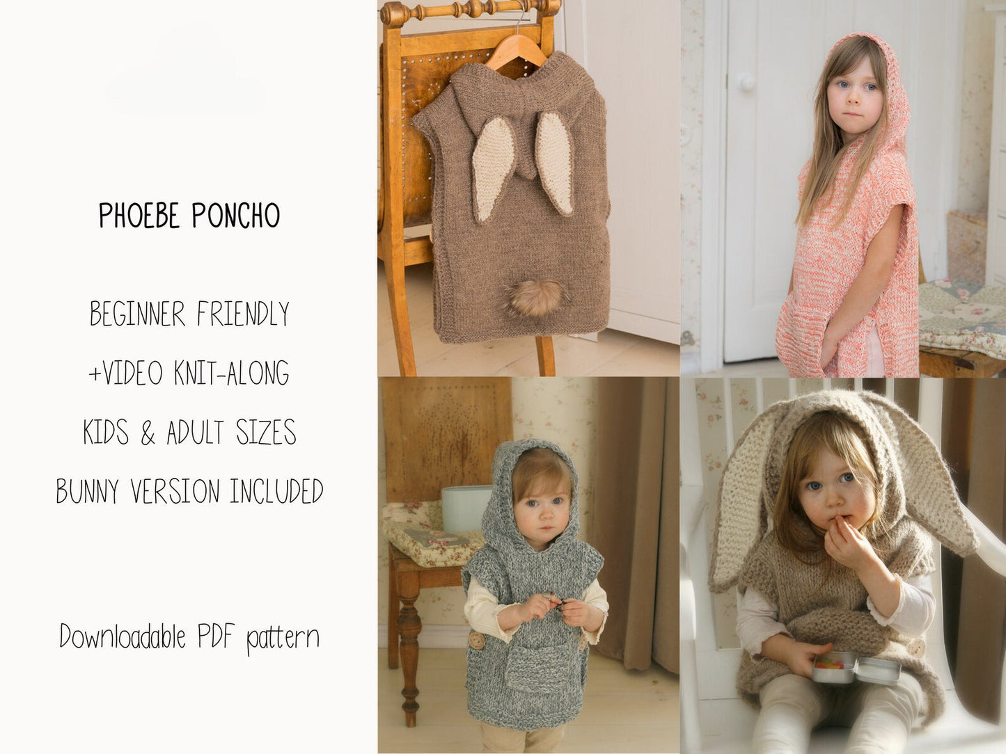 Hooded Poncho knitting Pattern