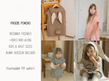 Hooded Poncho knitting Pattern