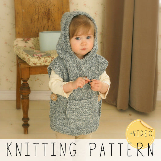 Hooded Poncho knitting Pattern