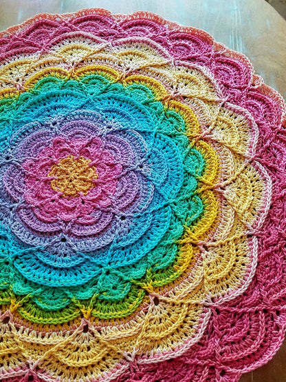 Flower Puddles Mandala Blanket Crochet Pattern