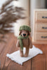 Cute knitted puppy in a hat and scarf Knitting pattern