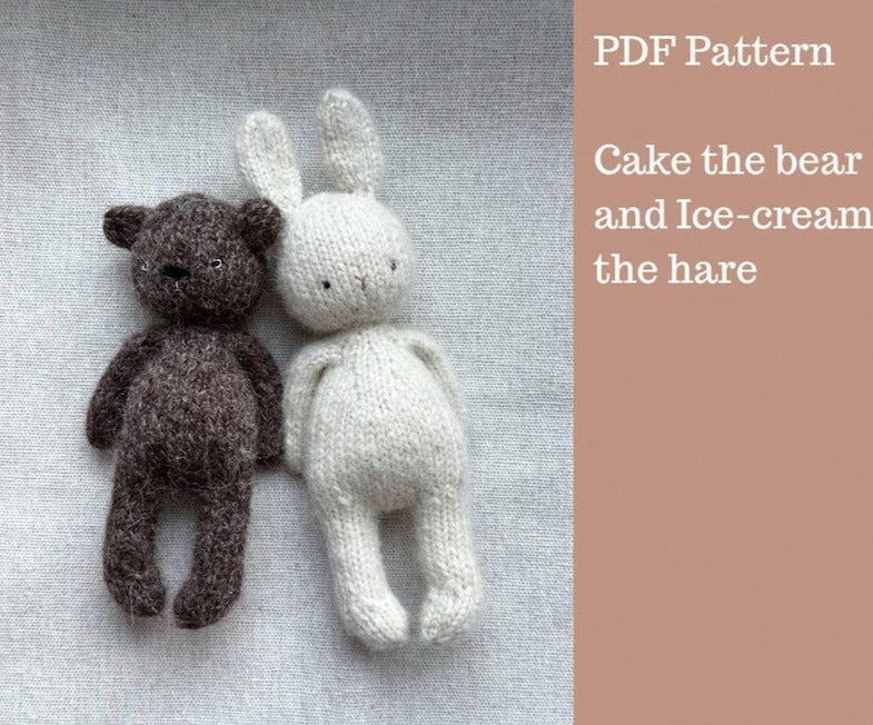 Cake the Bear and Ice-cream the Hare Knitting pattern