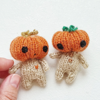 Pumpkin head mini doll knitting pattern