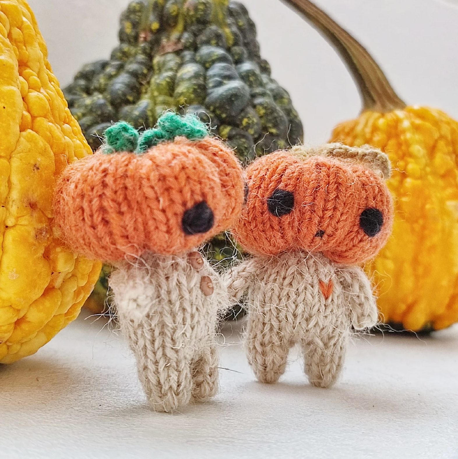 Pumpkin head mini doll knitting pattern