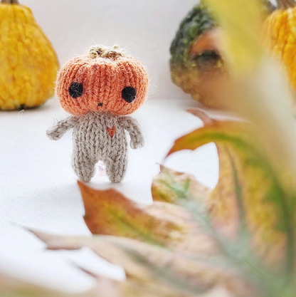 Pumpkin head mini doll knitting pattern