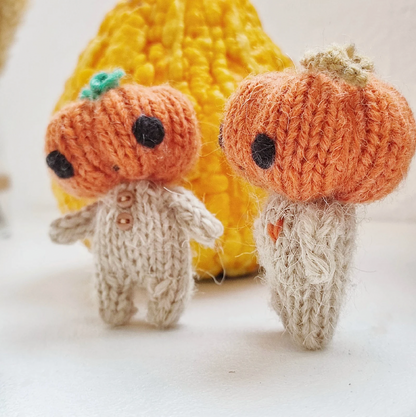 Pumpkin head mini doll knitting pattern