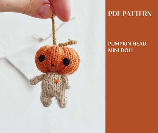 Pumpkin head mini doll knitting pattern