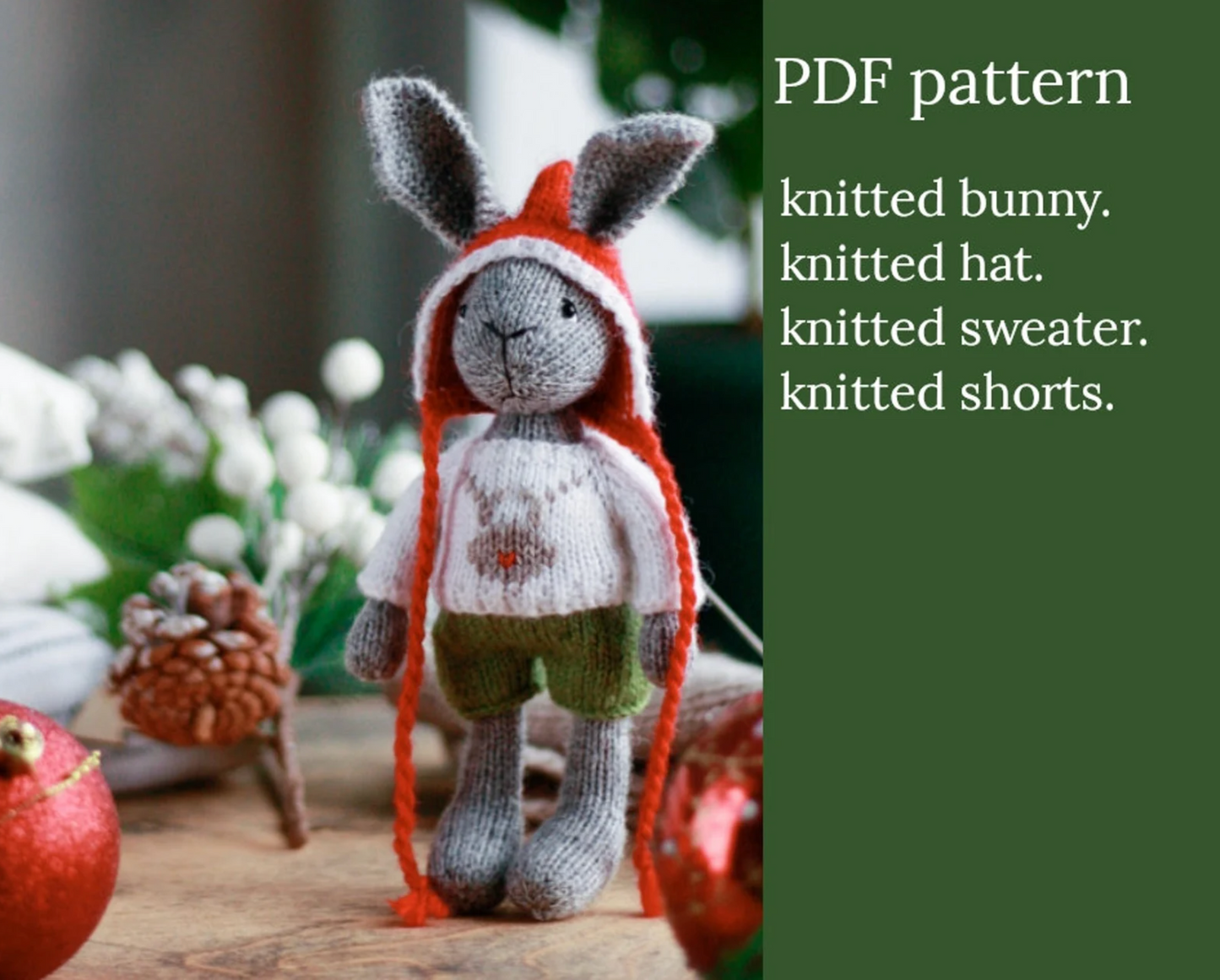 Christmas Knitted Bunny Pattern